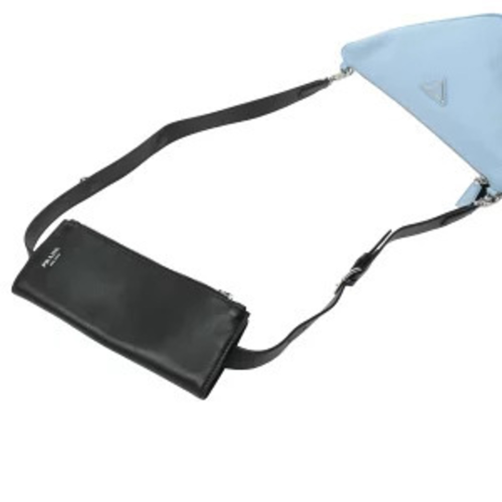 Prada Triangle Shoulder Bag Blue Black Saffiano Leather - Picture 3 of 9